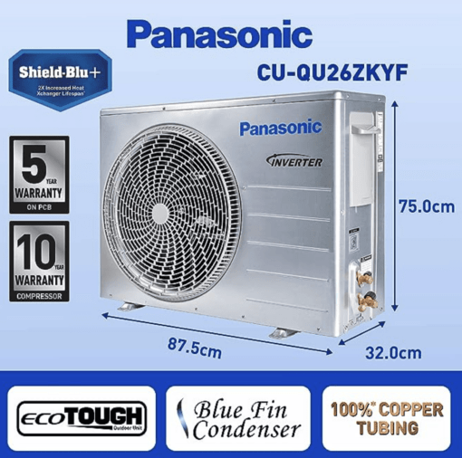 Panasonic 2.2 Ton 4 Star Inverter Split Smart AC (Copper, 7 in 1 Convertible, Twin Cool Inverter, Wifi enabled, 4 Way Swing, PM 0.1 Air Purification Filter,CS/CU-QU26ZKYF, 2023 Model, White) - Image 3